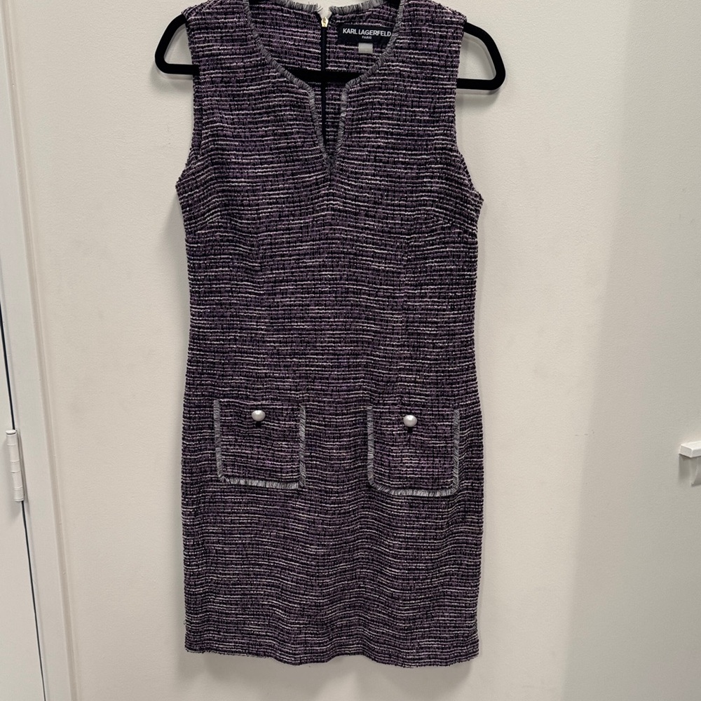 Karl Lagerfeld Black and White Tweed Mini Dress